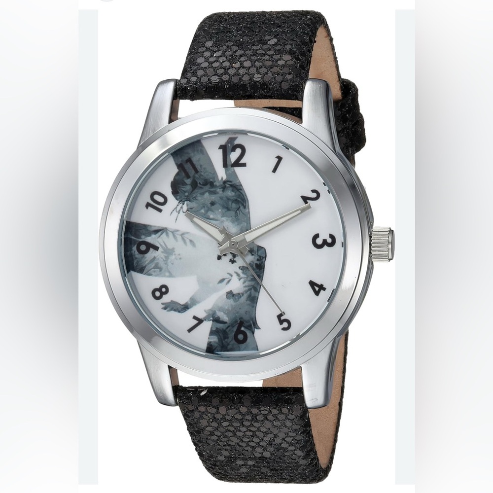Disney Black & White Silhouette Art Watch | Glitter Black Band